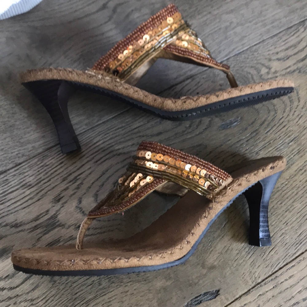 Sequined slip-on heels